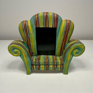 Fun Retro Looking Armchair Picture Frame Multi Colored Stripes Decorative Cool